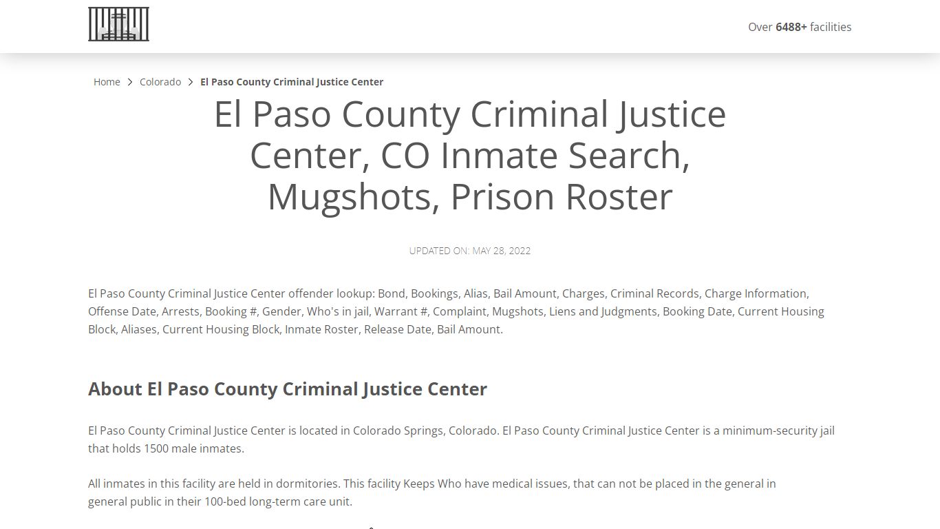 El Paso County Criminal Justice Center, CO Inmate Search ...